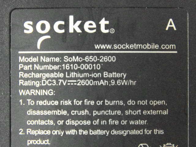 [SoMo-650-2600、1610-00010]SocketMobile Socket Somo 650、Socket Somo 655 バッテリーセル交換[4]