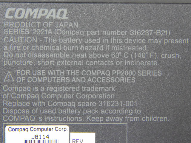 [SERIES 2921A、Compaq Part number 316237-B21、316231-001]compaq Armada 1700シリーズ バッテリーセル交換[4]