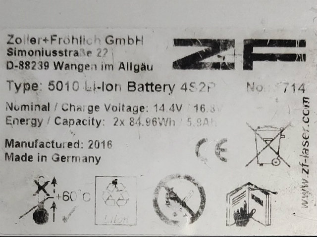 [Type: 5010 Li-ion Battery 4S2P]Z+F 3D レーザースキャナー IMAGER 5010シリーズ バッテリーセル交換[4]