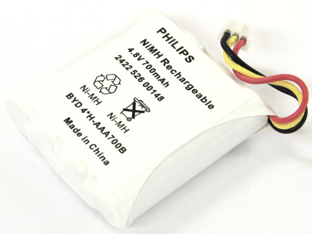 [2422 526 00148、BYD 4*H-AAA700B]PHILIPS 2422526 00148、BYD4*H-AAA700B Ni-MHバッテリーセル交換