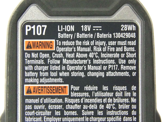 [P107、130429048]RYOBI USA 18 Volt Lithium Ion バッテリーセル交換[4]